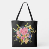 Waterverf Roos Floral Bouquet Draagtas (Achterkant)