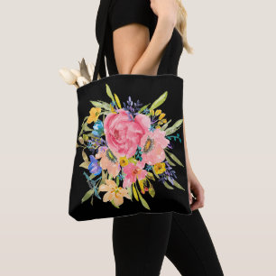 Waterverf Roos Floral Bouquet Draagtas