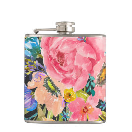 Waterverf Roos Floral Bouquet Heupfles