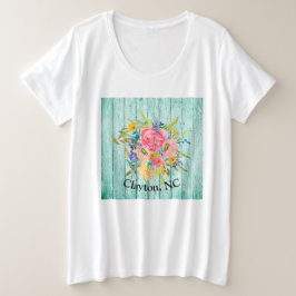 Waterverf Roos Floral Spray je stad personaliseren Grote Maat T-shirt