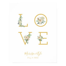 Waterverf Roos Garden LOVE Weddenschap afdrukken