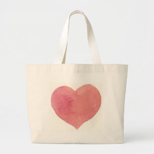 Waterverf Roos Gepeild hart Grote Tote Bag