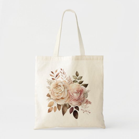Waterverf Roos Goud Tote Bag (Voorkant)