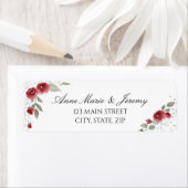 Waterverf Roos & Greenery Return Address Label (Insitu)