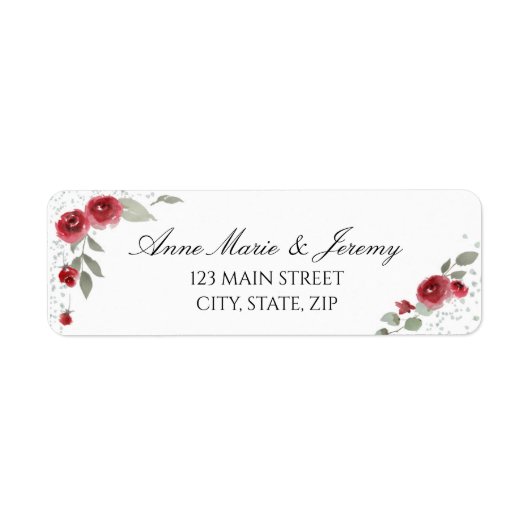Waterverf Roos & Greenery Return Address Label (Voorkant)