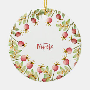 Waterverf roos heupen keramisch ornament