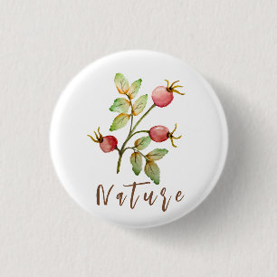 Waterverf roos heupen ronde button 3,2 cm