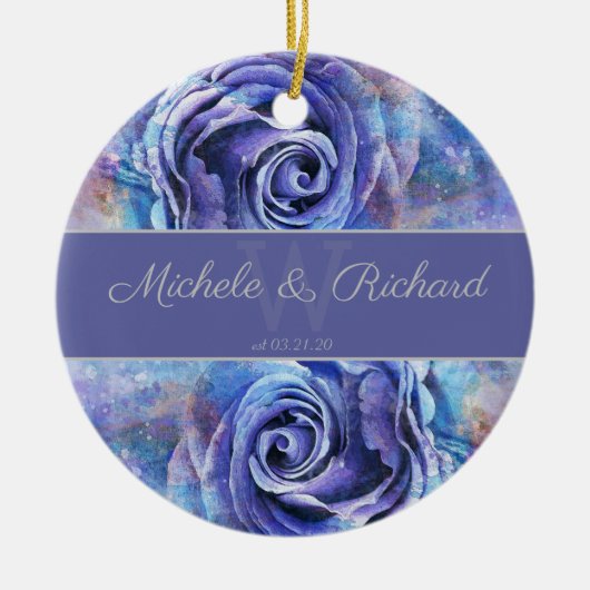 Waterverf Roos Keepomwille Keramisch Ornament (Voorkant)