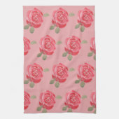 Waterverf Roos keukenhanddoek (Verticaal)