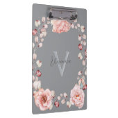 Waterverf Roos krans gepersonaliseerd | Gray Klembord (Rechts)