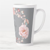 Waterverf Roos krans gepersonaliseerd | Gray Latte Mok (Rechts)