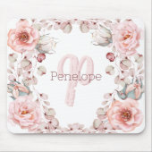 Waterverf Roos krans gepersonaliseerd | Wit Muismat (Voorkant)