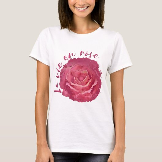 Waterverf Roos rode en roze schaduwen T-shirt (Voorkant)