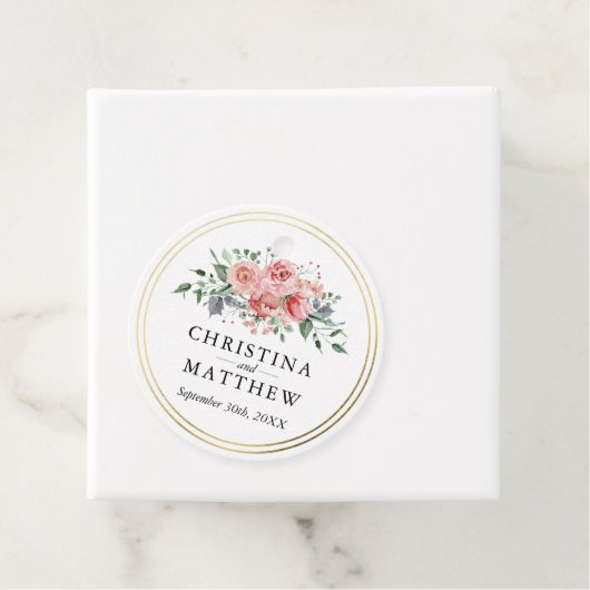 Waterverf Roos roze bloemenbruiloft dank u Bedankjes Labels (In situ)