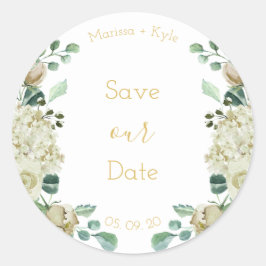 Waterverf Roos Tuin Bewaar onze datumenvelop afdic Ronde Sticker