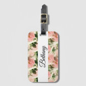 Waterverf  Roos ventilatormonogram Bagagelabel (Voorkant (verticaal))