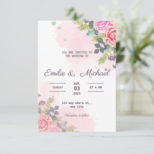 Waterverf roos Weddenschap over begroting Informatiekaartje (Staand voorkant)