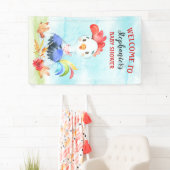 Waterverf Rooster Baby shower Boerderij Spandoek (Insitu)