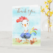 Waterverf Rooster Boerderij Kaart (Gele Bloem)