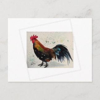 Waterverf Rooster Briefkaart