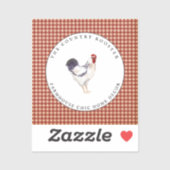 Waterverf Rooster Farmhouse Land Gingham Sticker (Vel)