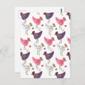 Waterverf Rooster Floral Pattern Briefkaart (Voorkant / Achterkant)