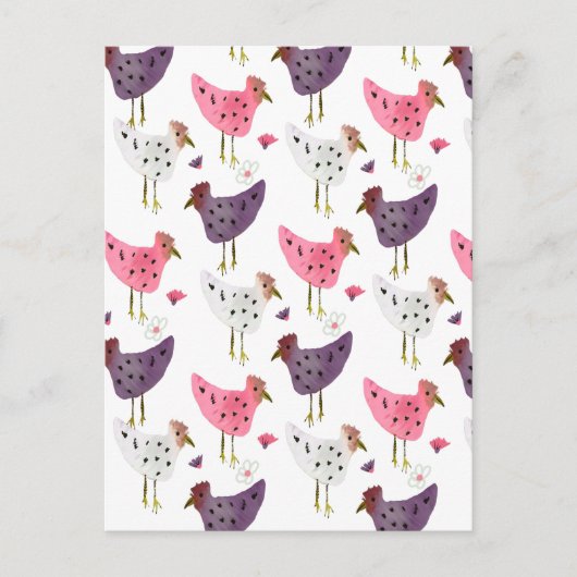 Waterverf Rooster Floral Pattern Briefkaart (Voorkant)