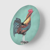 Waterverf Rooster Ronde Klok (Hoek)