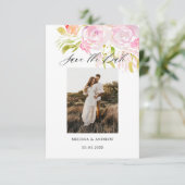 Waterverf Rose Bouquet bespaart de datum Save The Date (Staand voorkant)
