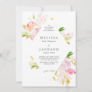 Waterverf Rose Bouquet Diamond Wedding Kaart