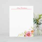 Waterverf Rose Bouquet Personal Stationery (Staand voorkant)