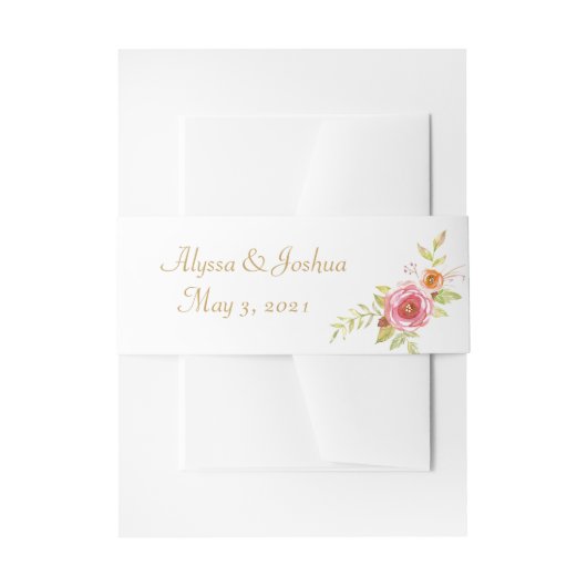 Waterverf Rose Bouquet Uitnodigingen Wikkel (Voorkant Voorbeeld)