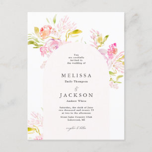 Waterverf Rose bouquet Wedding Invitation Arch Briefkaart