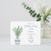 Waterverf Rosemary & Blue Striped Vase Kaart (Staand voorkant)