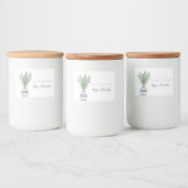 Waterverf Rosemary & Blue Striped Vase Voedselcontainer Etiket (Flessen)