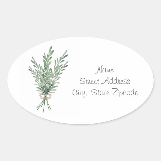 Waterverf Rosemary Bouquet met Jute Bow Labels (Voorkant)