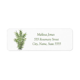 Waterverf Rosemary Herb Greenery Plant Rustic Lab Etiket
