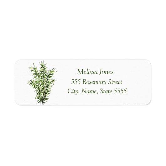 Waterverf Rosemary Herb Greenery Plant Rustic Lab Etiket (Voorkant)