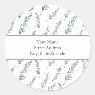 Waterverf rosemary Leaves Pattern Ronde Sticker
