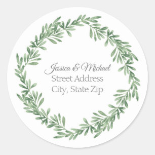 Waterverf Rosemary Wreath Ronde Sticker