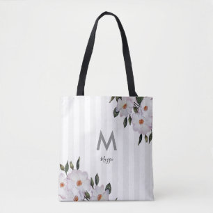 Waterverf Roses Ballerina Floral Monogram Draagtas