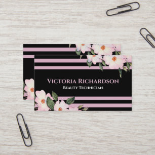 Waterverf Roses Ballerina Floral Stripes Visitekaartje