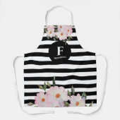 Waterverf Roses Ballerina Monogram Stripes Schort (Voorkant)