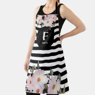 Waterverf Roses Ballerina Monogram Stripes Schort