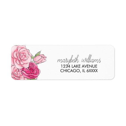 Waterverf Roses Bridal Adres Etiket (Voorkant)