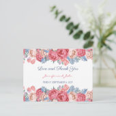 Waterverf Roses Chic Wedding Bedankt Briefkaart (Staand voorkant)
