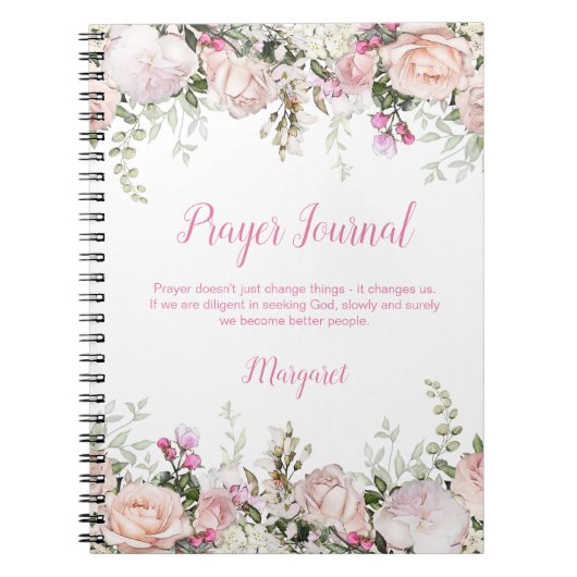 Waterverf Roses en Greenery Prayer Journal Notitieboek (Voorkant)