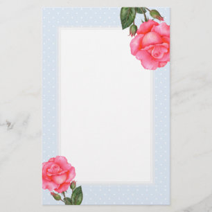 Waterverf Roses Floral Art Polka Dot Briefpapier
