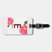 Waterverf Roses Floral Monogram Bagagelabel (Voorkant horizontaal)