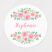 Waterverf Roses Girl's Name Labels (Design 2)